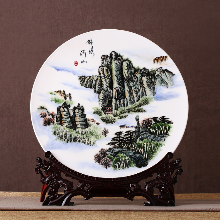 私人订制牡丹花盘唐三彩工艺礼品办公礼品工艺品